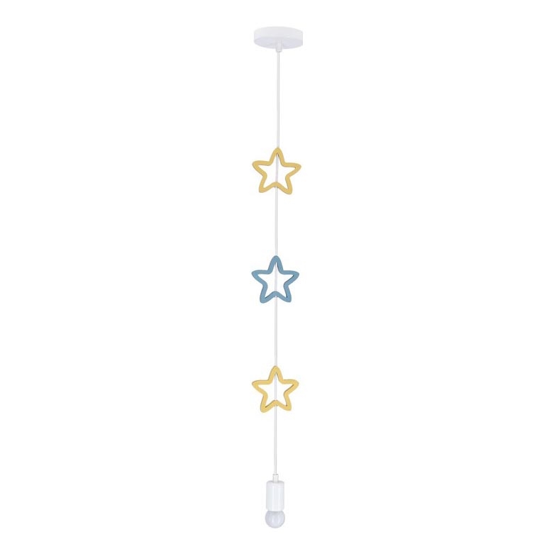 Bērnu pakaramā lampa STARS 1xE27/20W/230V dzeltena/zila/balta