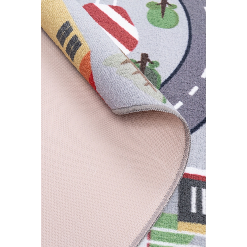 Bērnu paklājs ar neslīdošu pamatni ARES STREETS 160 cm pelēks/pilsēta