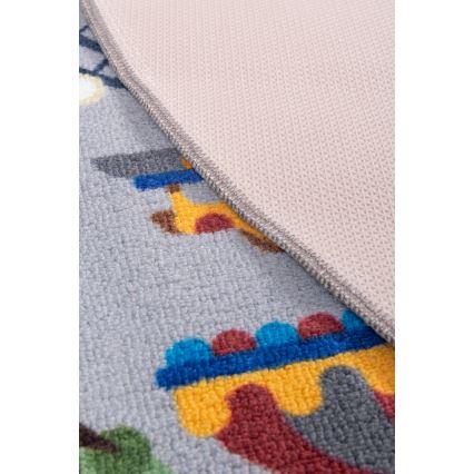 Bērnu paklājs ar neslīdošu pamatni ARES STREETS 160 cm pelēks/pilsēta