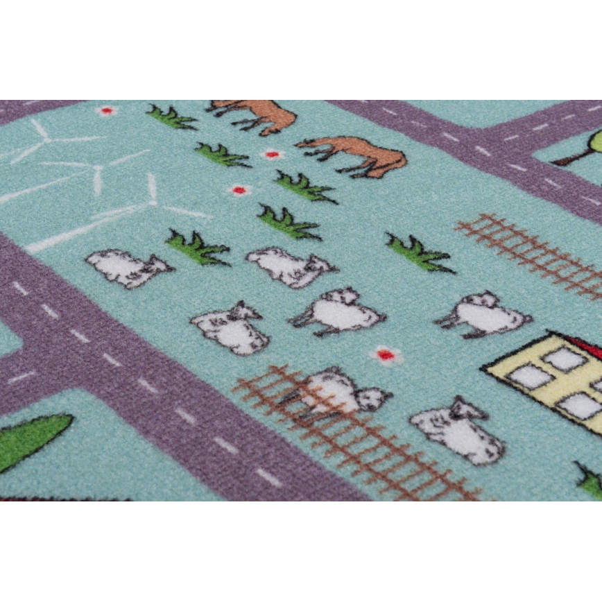 Bērnu paklājs STELLA STREETS 100x150 cm tirkīza/pilsēta