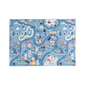 Bērnu paklājs STELLA STREETS 100x150 cm zils/pilsēta