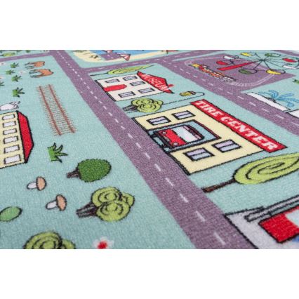 Bērnu paklājs STELLA STREETS 80x100 cm tirkīzzils/pilsēta