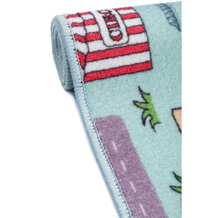 Bērnu paklājs STELLA STREETS 80x100 cm tirkīzzils/pilsēta