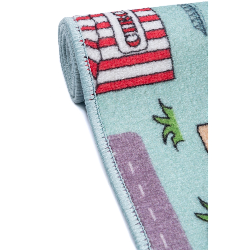 Bērnu paklājs STELLA STREETS 80x100 cm tirkīzzils/pilsēta