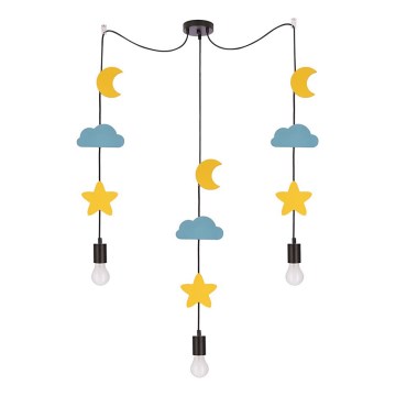 Bērnu piekaramā lampa ar vadu TRIO 3xE27/20W/230V dzeltena/zila