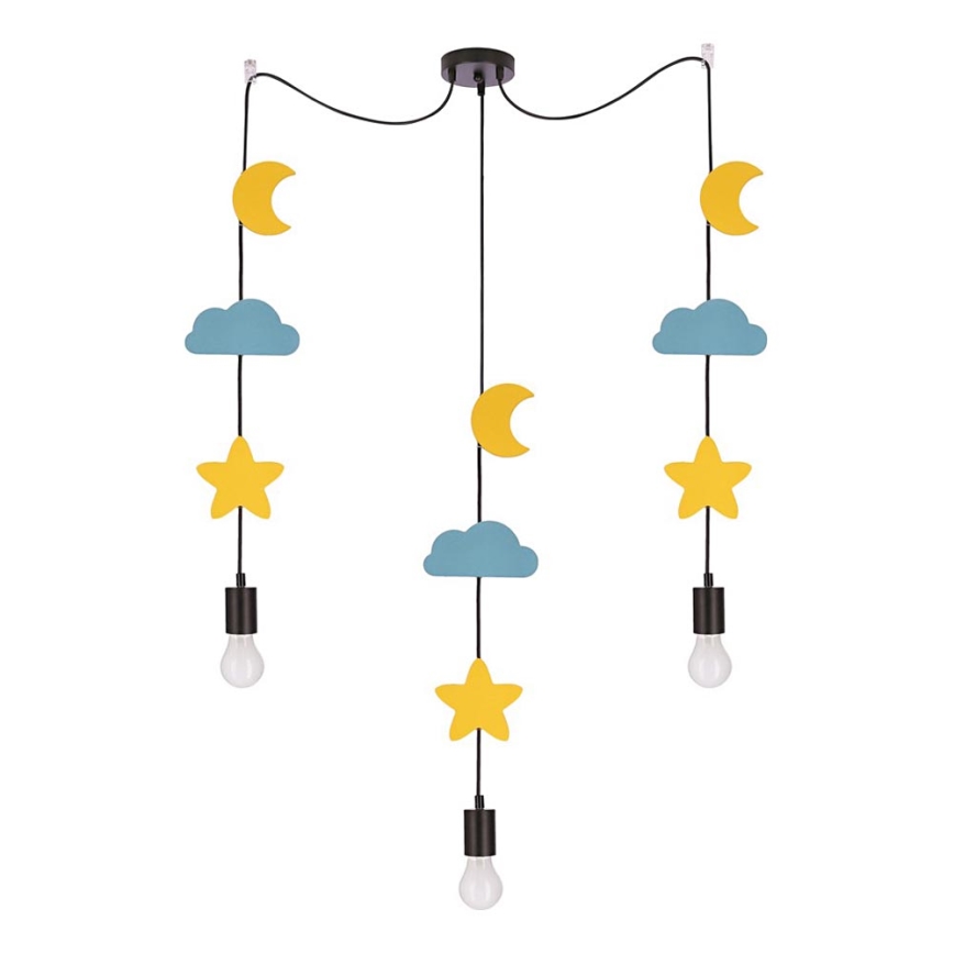 Bērnu piekaramā lampa ar vadu TRIO 3xE27/20W/230V dzeltena/zila