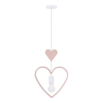 Bērnu piekaramā lampa HEART 1xE27/20W/230V rozā/balta