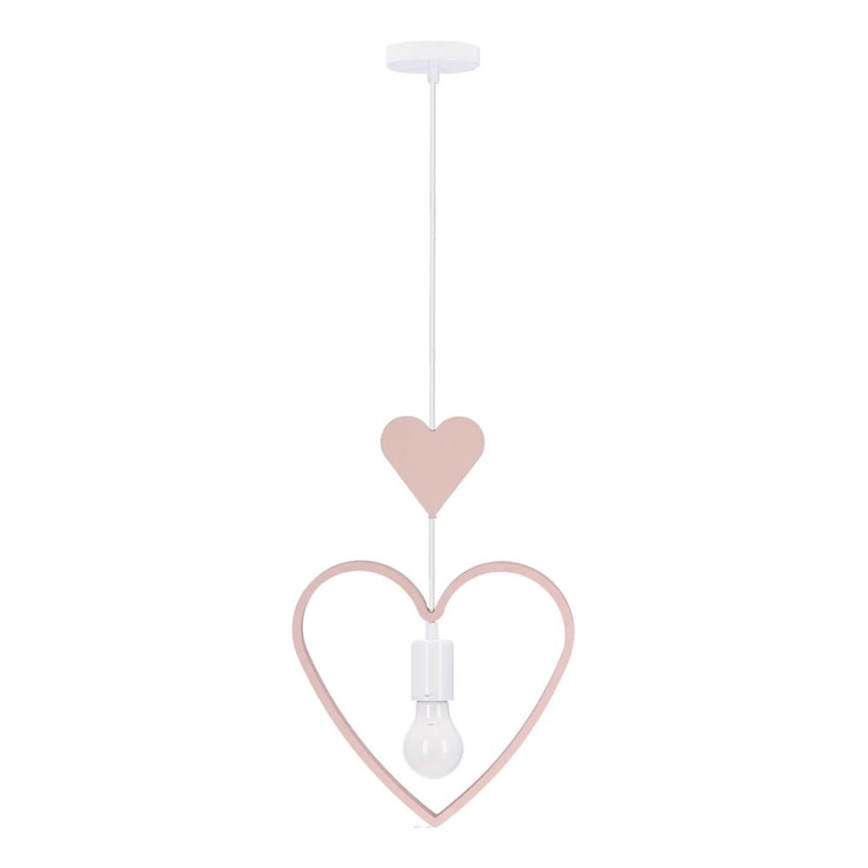 Bērnu piekaramā lampa HEART 1xE27/20W/230V rozā/balta
