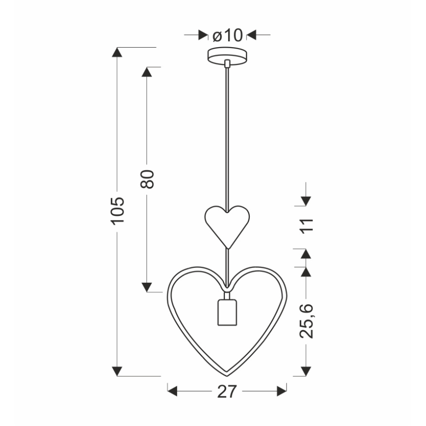 Bērnu piekaramā lampa HEART 1xE27/20W/230V rozā/balta