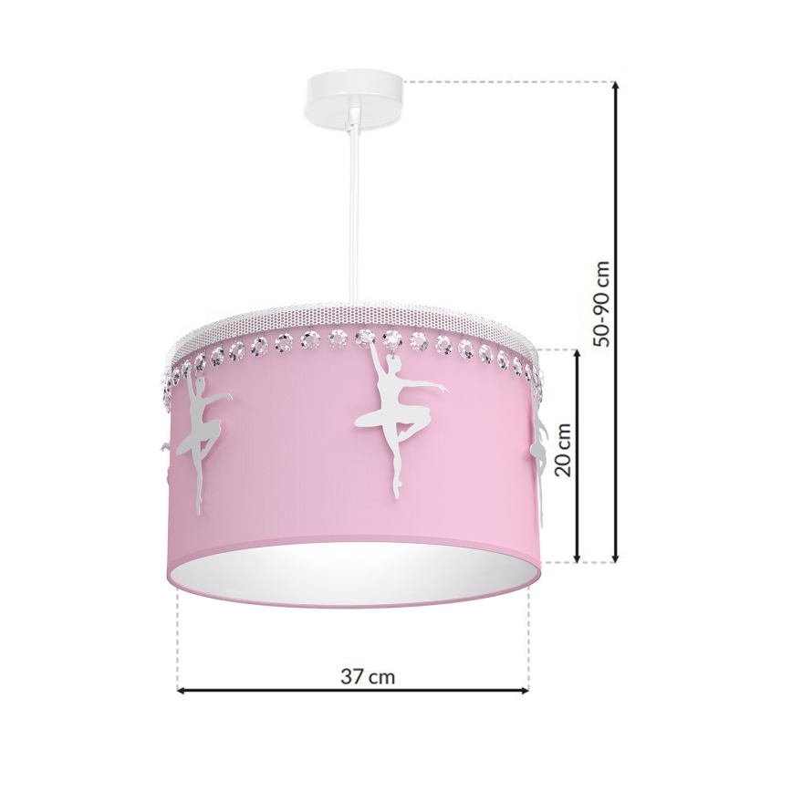 Bērnu piekarama lustra ar auklu BALETNICA 1xE27/60W/230V