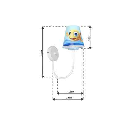 Bērnu sienas gaismeklis FISH 1xE14/40W/230V