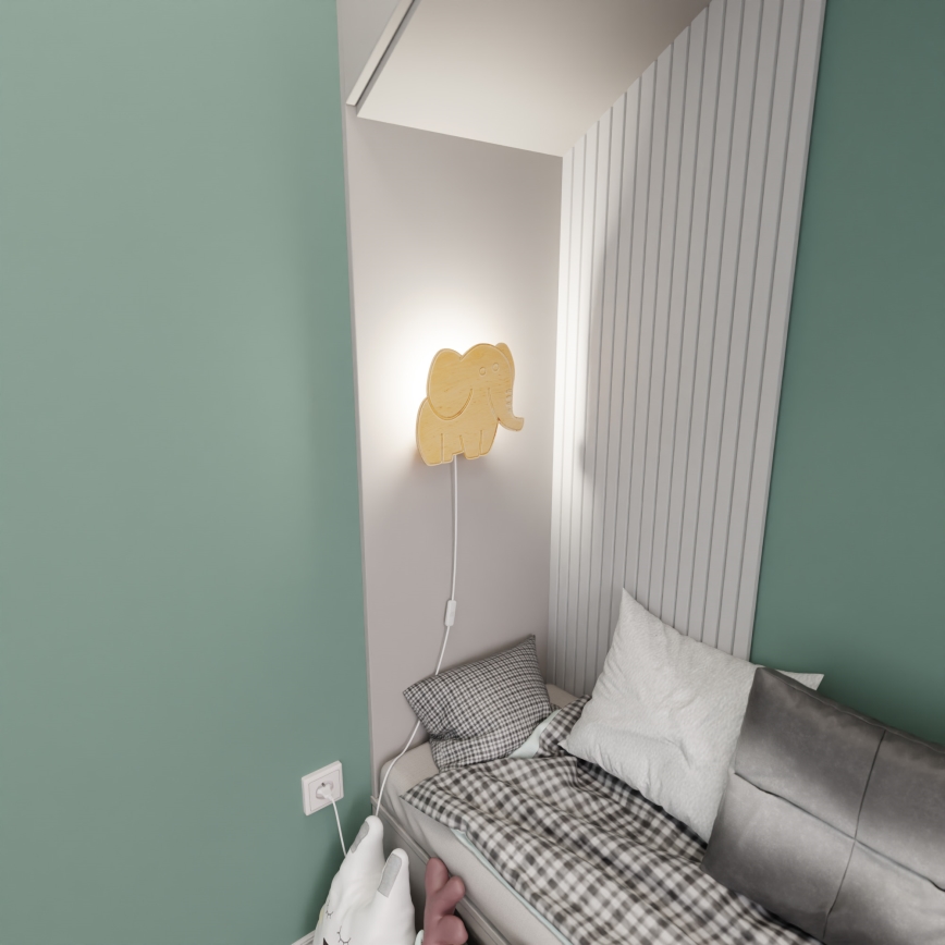 Bērnu sienas lampa SAFARI 1xE14/10W/230V zilonis