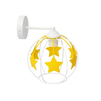 Bērnu sienas lampa STARS 1xE27/15W/230V dzeltena/balta