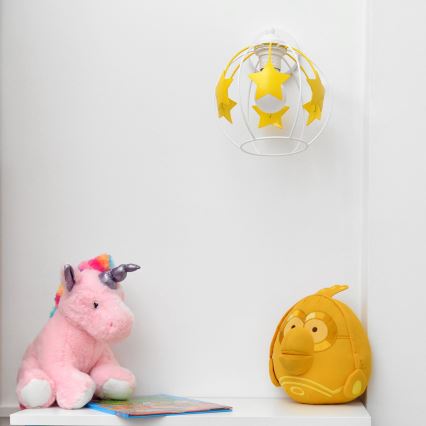Bērnu sienas lampa STARS 1xE27/15W/230V dzeltena/balta