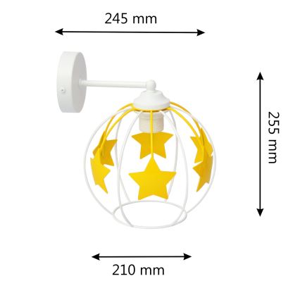 Bērnu sienas lampa STARS 1xE27/15W/230V dzeltena/balta