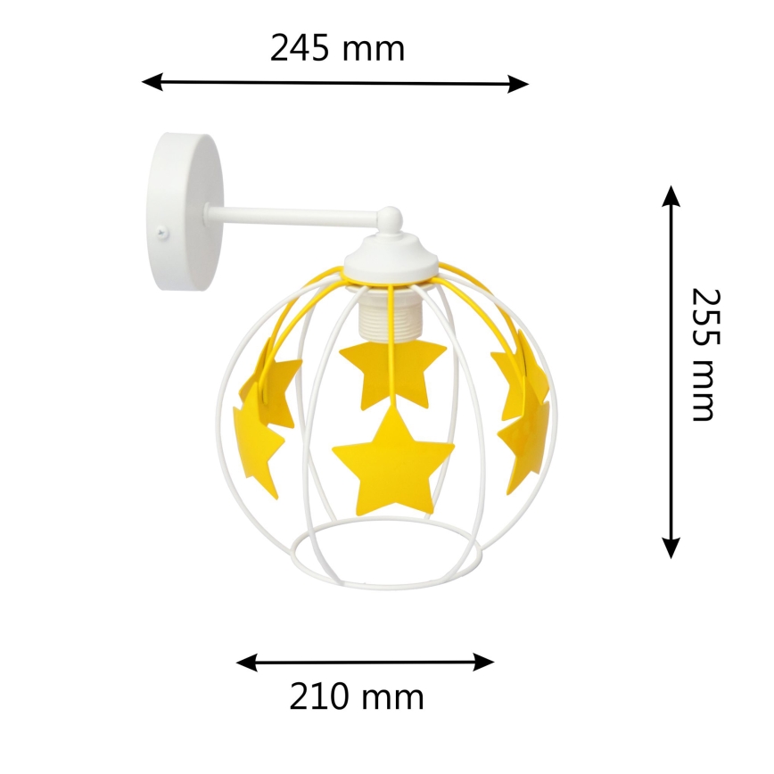 Bērnu sienas lampa STARS 1xE27/15W/230V dzeltena/balta