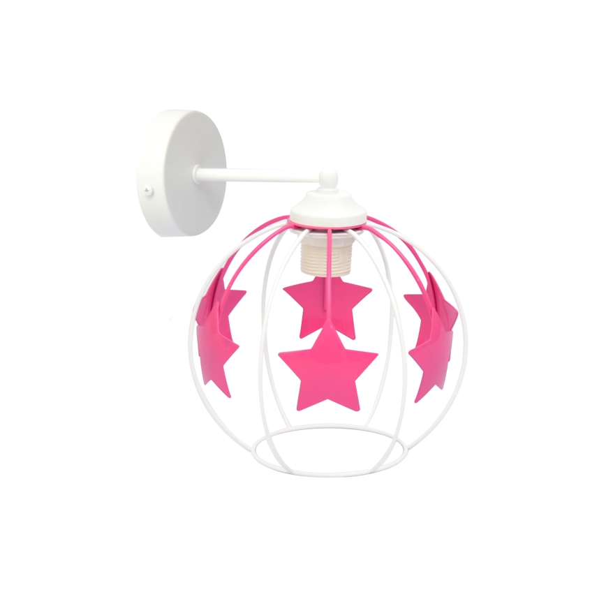 Bērnu sienas lampa STARS 1xE27/15W/230V rozā/balta