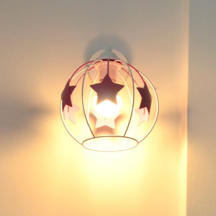 Bērnu sienas lampa STARS 1xE27/15W/230V rozā/balta