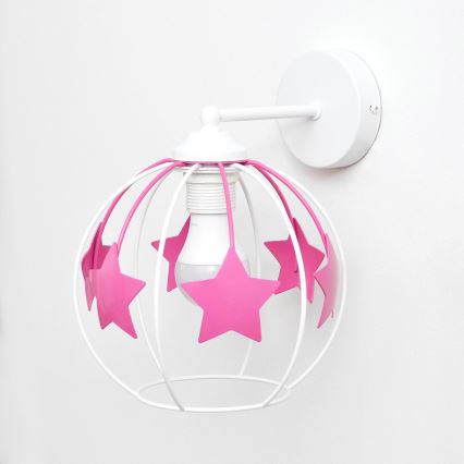 Bērnu sienas lampa STARS 1xE27/15W/230V rozā/balta