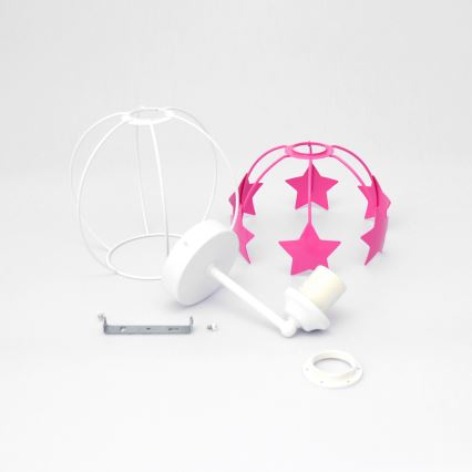 Bērnu sienas lampa STARS 1xE27/15W/230V rozā/balta