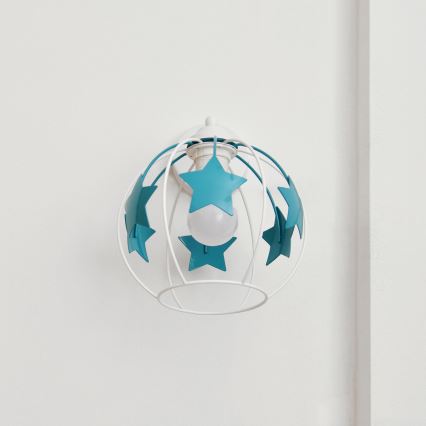 Bērnu sienas lampa STARS 1xE27/15W/230V tirkīza/balta