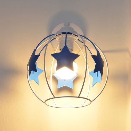 Bērnu sienas lampa STARS 1xE27/15W/230V zila/balta