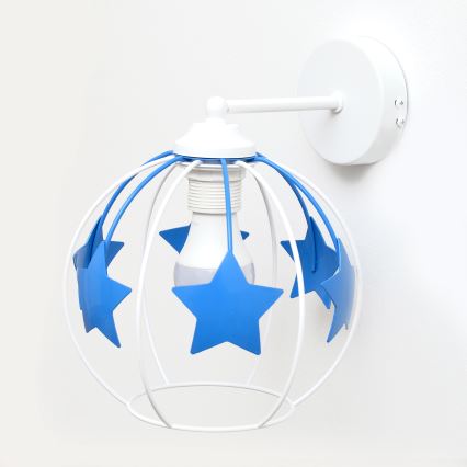 Bērnu sienas lampa STARS 1xE27/15W/230V zila/balta