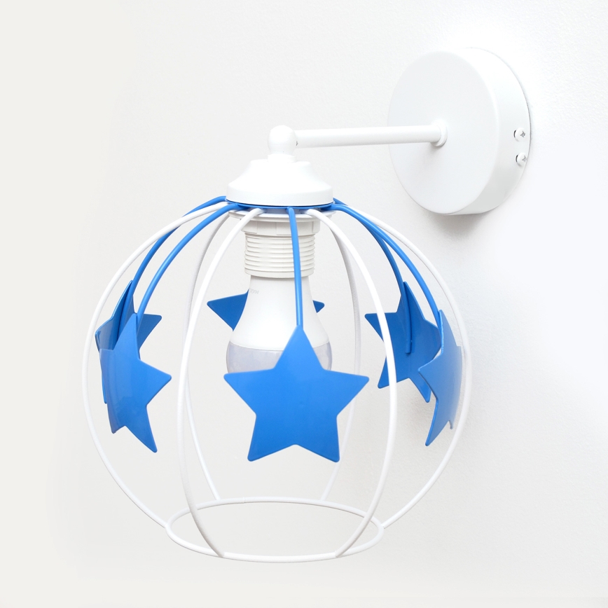 Bērnu sienas lampa STARS 1xE27/15W/230V zila/balta