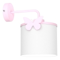 Bērnu sienas lampa SWEET 1xE27/15W/230V balta/rozā/taurenis