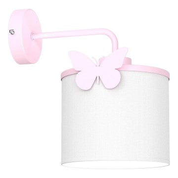 Bērnu sienas lampa SWEET 1xE27/15W/230V balta/rozā/taurenis