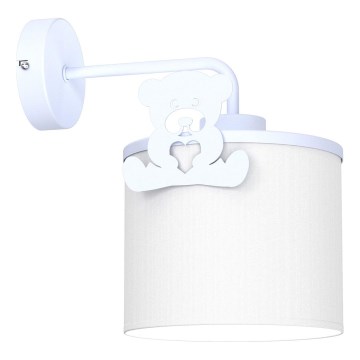 Bērnu sienas lampa SWEET 1xE27/15W/230V balta/zila/lācītis