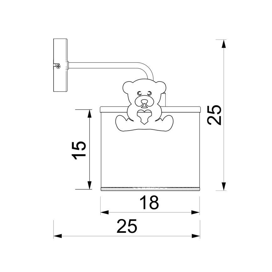 Bērnu sienas lampa SWEET 1xE27/15W/230V balta/zila/lācītis
