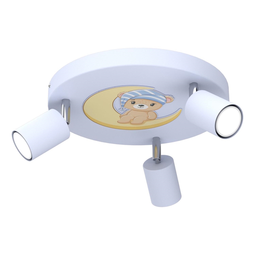 Bērnu starmetis FUN 3xGU10/8W/230V zila/lācītis