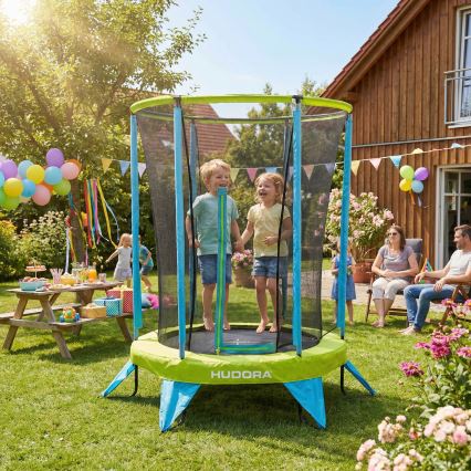 Bērnu trampolīna, Ø 140 cm, zila/zaļa