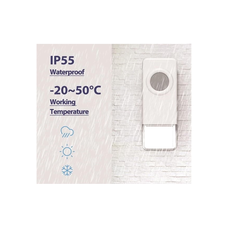 Bezvadu durvju zvans 3xAAA IP55 melns