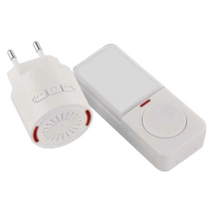 Bezvadu durvju zvans kontaktligzdai 230V + 1xCR2032 balts