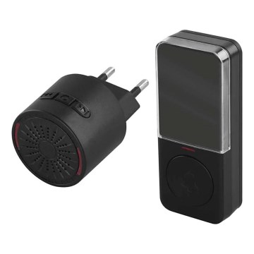 Bezvadu durvju zvans kontaktligzdai 230V + 1xCR2032, melns