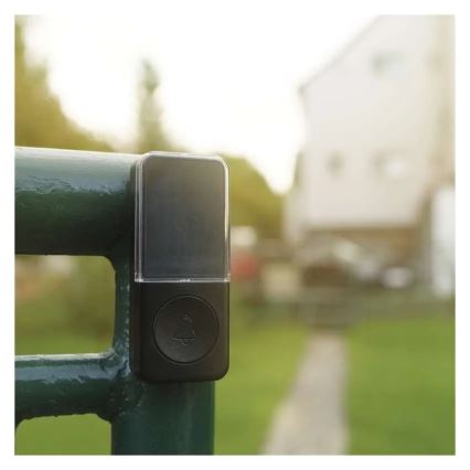 Bezvadu durvju zvans kontaktligzdai 230V + 1xCR2032, melns