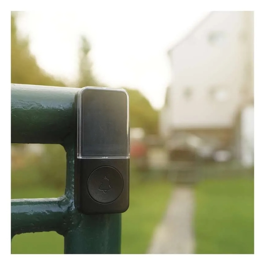 Bezvadu durvju zvans kontaktligzdai 230V + 1xCR2032, melns