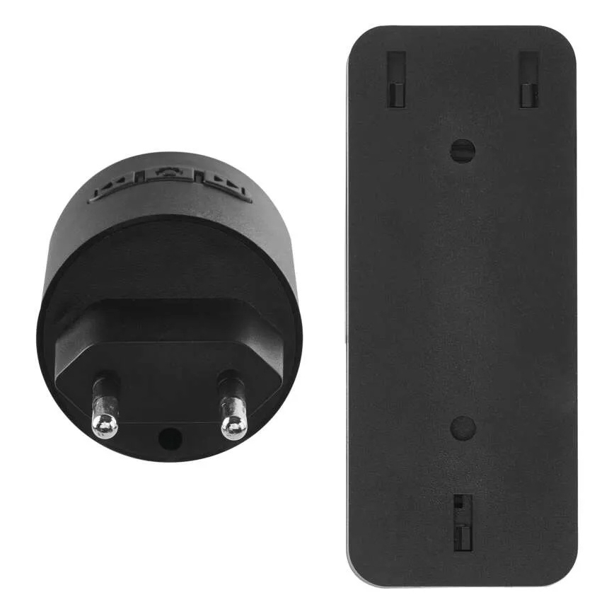 Bezvadu durvju zvans kontaktligzdai 230V + 1xCR2032, melns