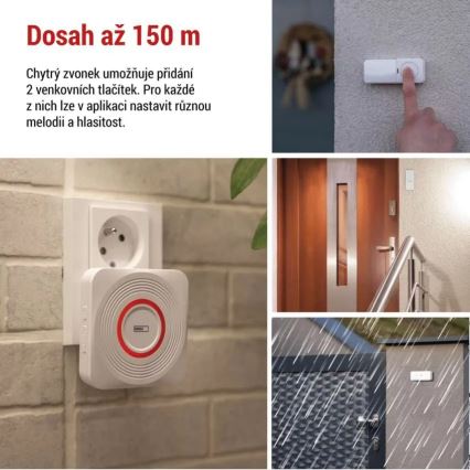 Bezvadu durvju zvans kontaktligzdai GoSmart 230V + 1xCR2032 balts Wi‑Fi