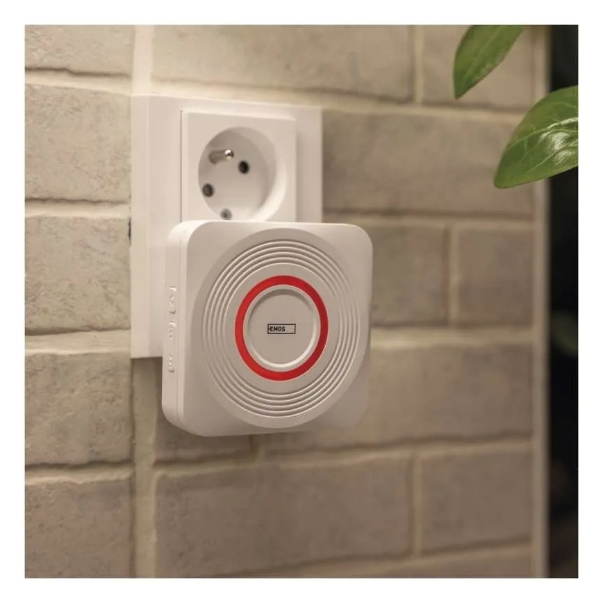 Bezvadu durvju zvans kontaktligzdai GoSmart 230V + 1xCR2032 balts Wi‑Fi
