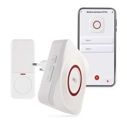 Bezvadu durvju zvans kontaktligzdai GoSmart 230V + 1xCR2032 balts Wi‑Fi
