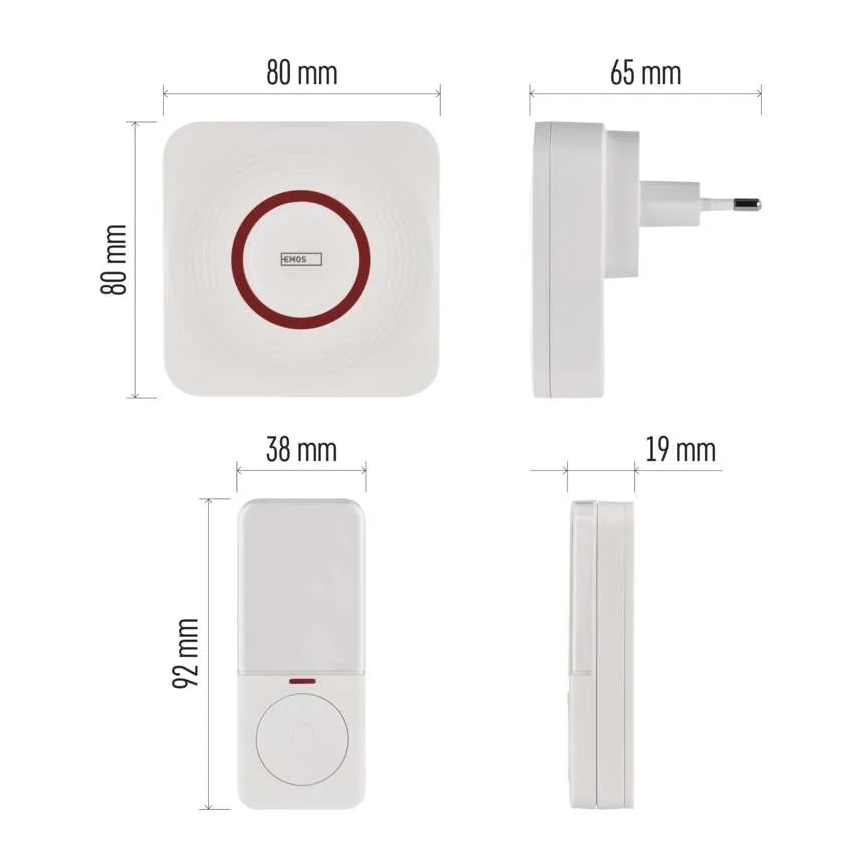 Bezvadu durvju zvans kontaktligzdai GoSmart 230V + 1xCR2032 balts Wi‑Fi