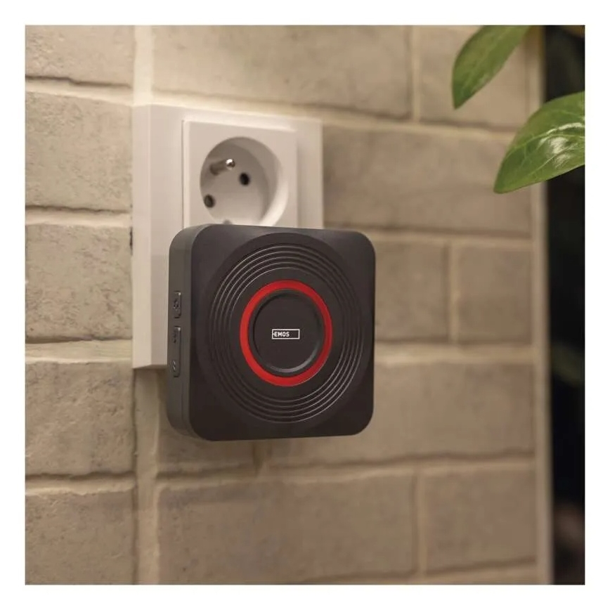 Bezvadu durvju zvans kontaktligzdai GoSmart 230V + 1xCR2032 pelēks Wi-Fi