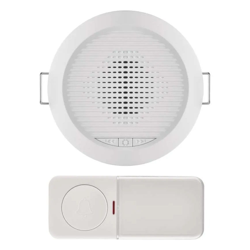 Bezvadu iebūvējamais durvju zvans 230V + 1xCR2032 balts