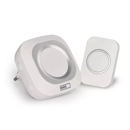 Bezvadu kontaktligzdas durvju zvans 230V + 1xCR2032 IP44 balta