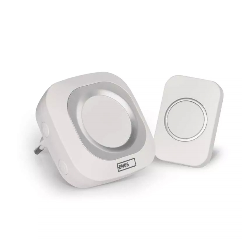 Bezvadu kontaktligzdas durvju zvans 230V + 1xCR2032 IP44 balta