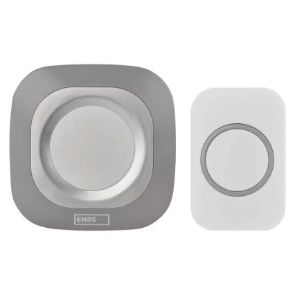 Bezvadu kontaktligzdas durvju zvans 230V + 1xCR2032 IP44 pelēka