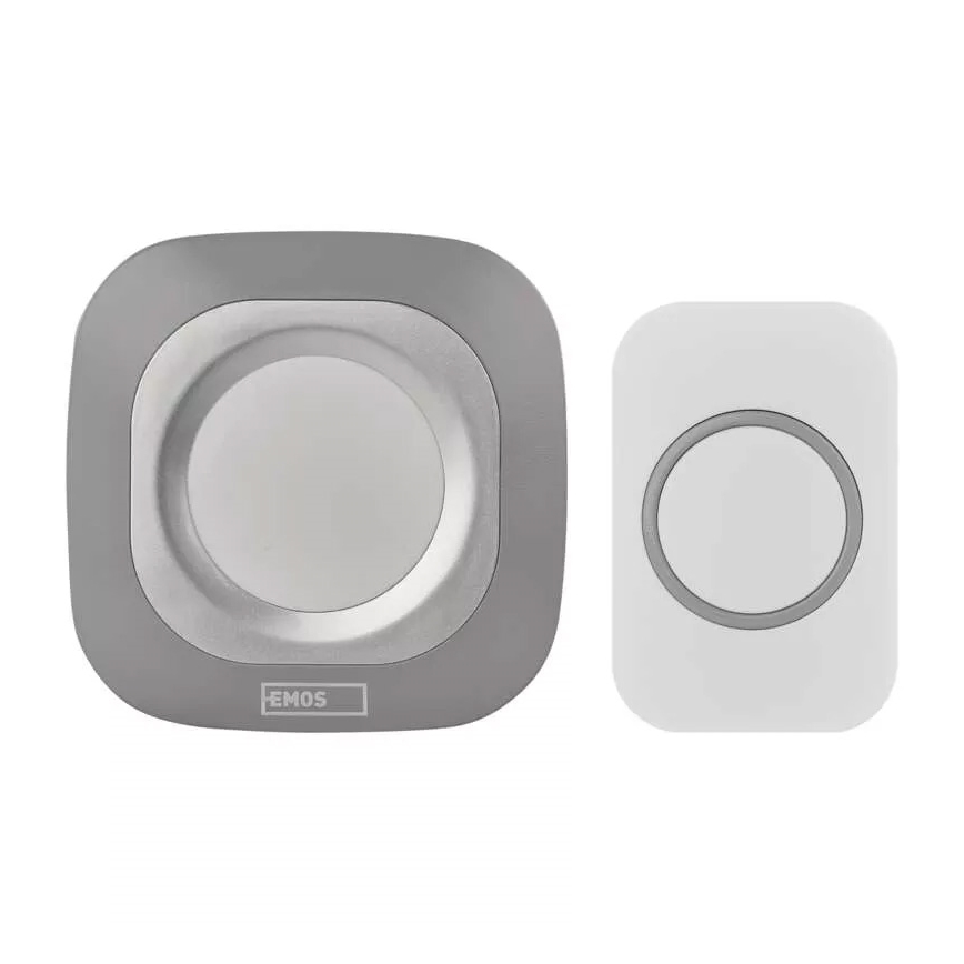 Bezvadu kontaktligzdas durvju zvans 230V + 1xCR2032 IP44 pelēka